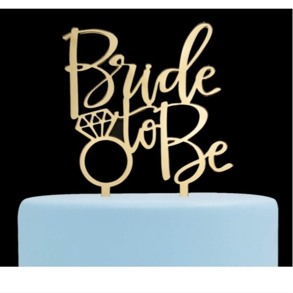 NEW Bride to Be Bridal Shower Bachelorette Decor Gold Cake Topper